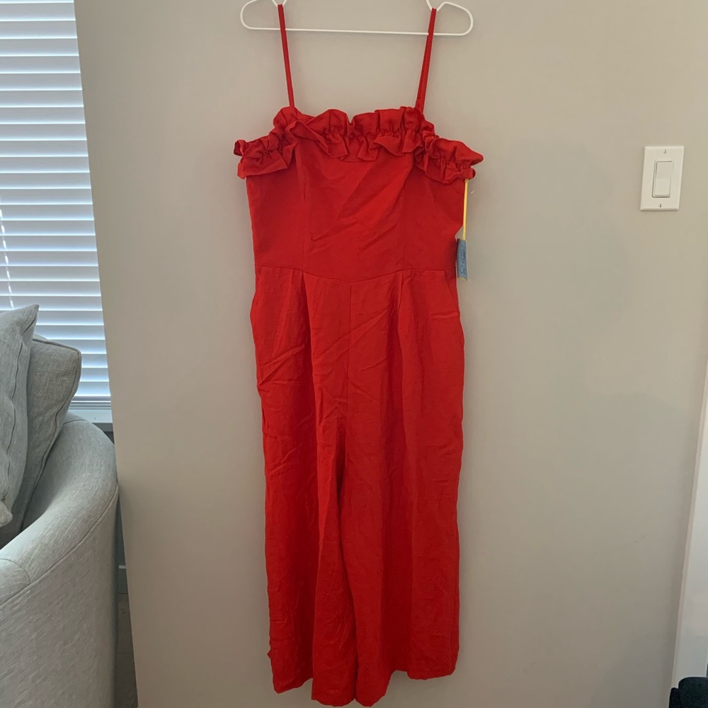 CeCe Havana Fiesta Red Jumpsuit - Picture 4 of 8